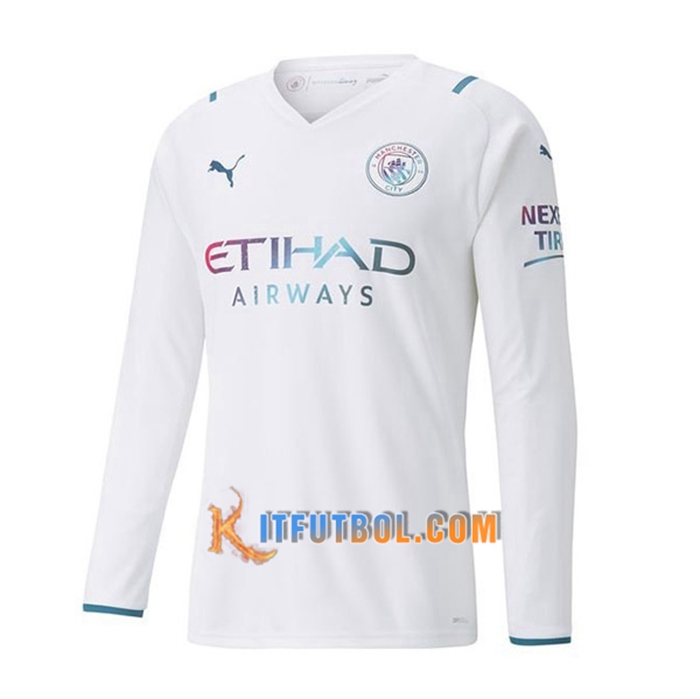 Camiseta Futbol Manchester City Alternativo Manga Larga 2021/2022