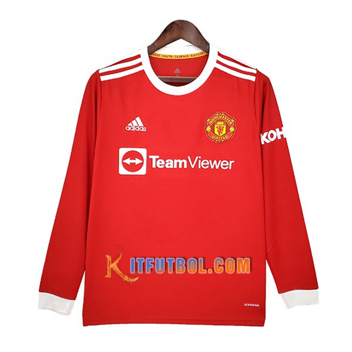 Camiseta Futbol Manchester United Titular Manga Larga 2021/2022