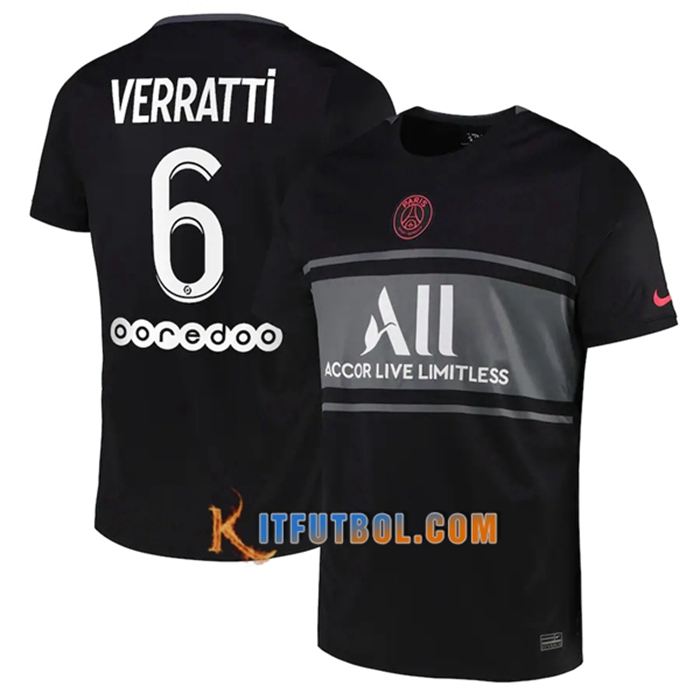 Camiseta Futbol Jordan PSG (Verratti 6) Tercero 2021/2022
