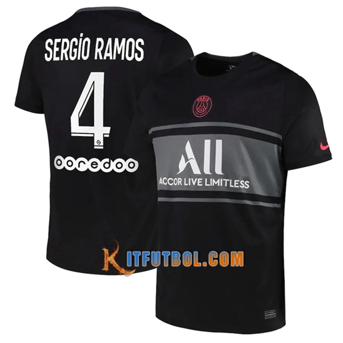 Camiseta Futbol Jordan PSG (Sergio Ramos 4) Tercero 2021/2022