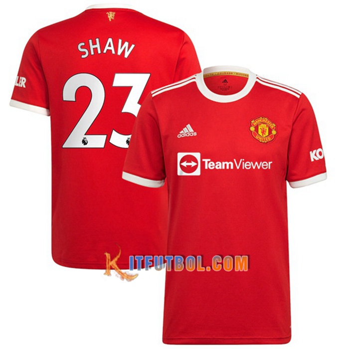 Camiseta Futbol Manchester United (Shaw 23) Titular 2021/2022