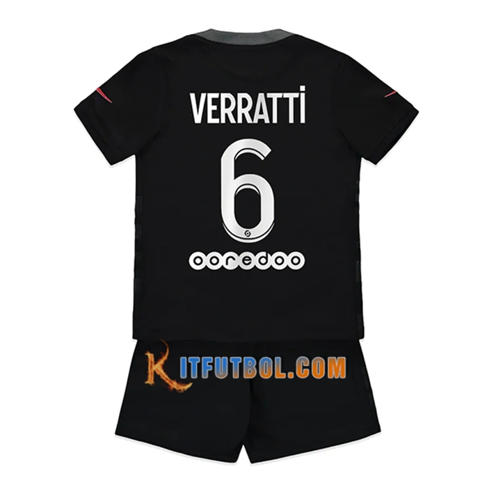 Camiseta Futbol Jordan PSG (Verratti 6) Ninos Tercero 2021/2022
