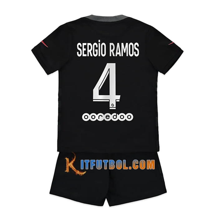 Camiseta Futbol Jordan PSG (Sergio Ramos 4) Ninos Tercero 2021/2022