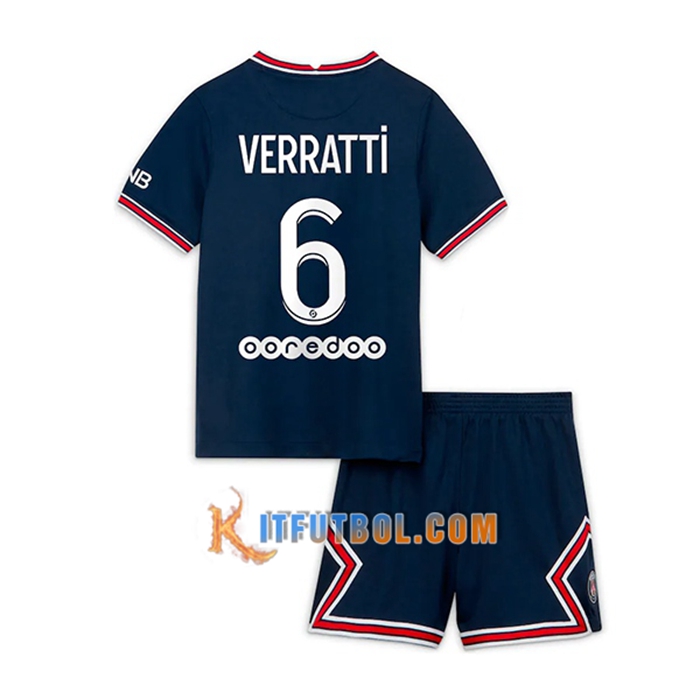 Camiseta Futbol Jordan PSG (Verratti 6) Ninos Titular 2021/2022