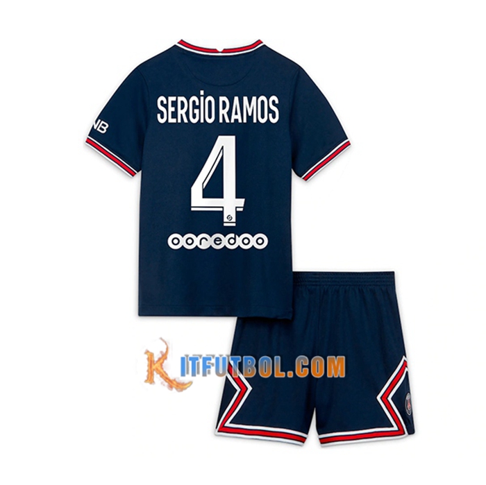 Camiseta Futbol Jordan PSG (Sergio Ramos 4) Ninos Titular 2021/2022