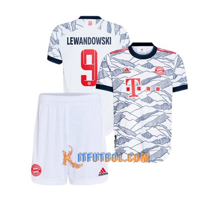 Camiseta Futbol Bayern Munich (Lewandowski 9) Ninos Tercero 2021/2022