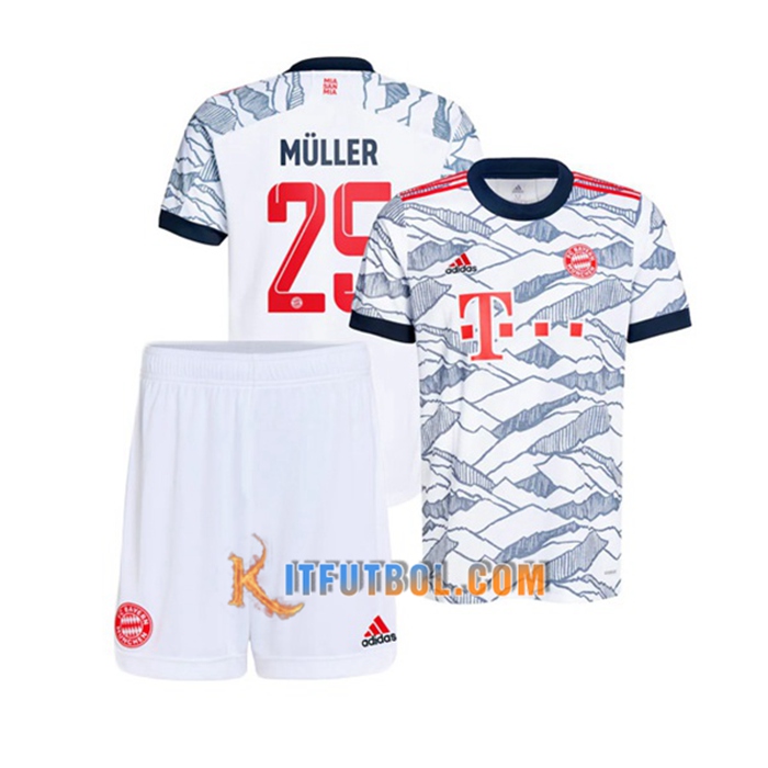 Camiseta Futbol Bayern Munich (Muller 25) Ninos Tercero 2021/2022