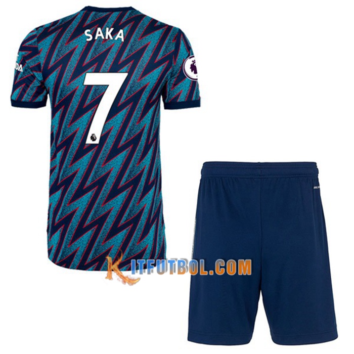 Camiseta Futbol FC Arsenal (Bukayo Saka 7) Ninos Tercero 2021/2022