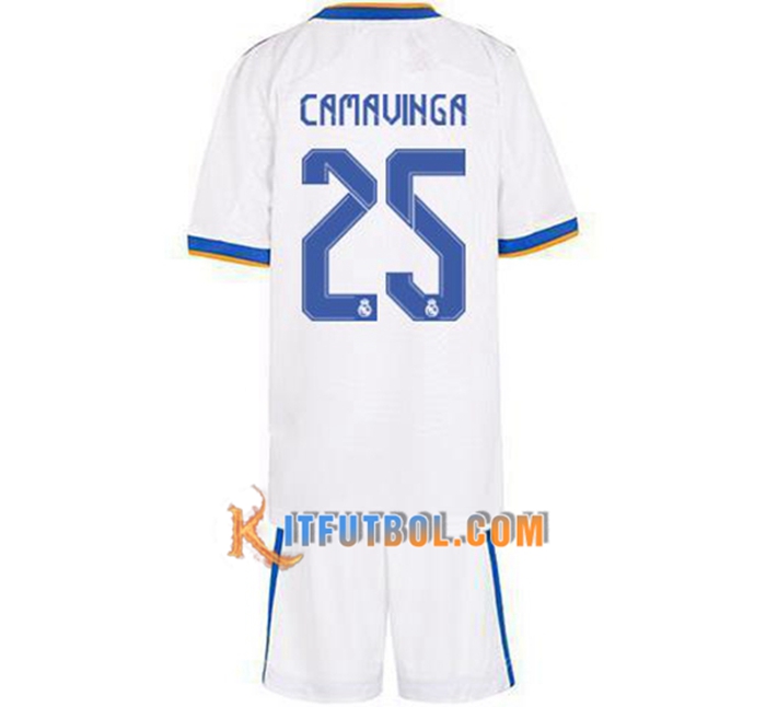 Camiseta Futbol Real Madrid (Camavinga 25) Ninos Titular 2021/2022