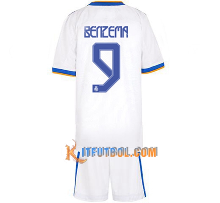 Camiseta Futbol Real Madrid (Benzema 9) Ninos Titular 2021/2022