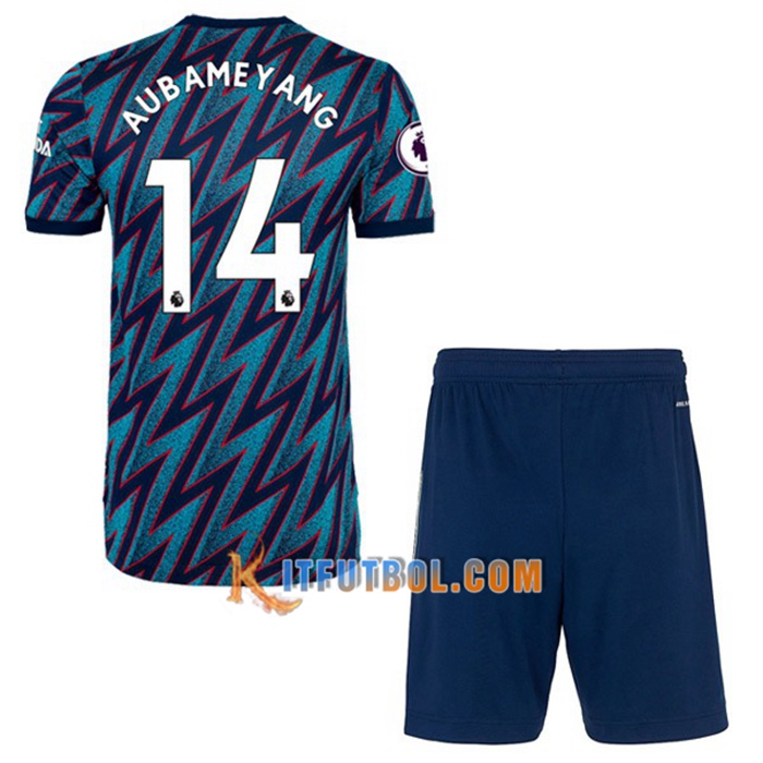 Camiseta Futbol FC Arsenal (Pierre-Emerick Aubameyang 14) Ninos Tercero 2021/2022