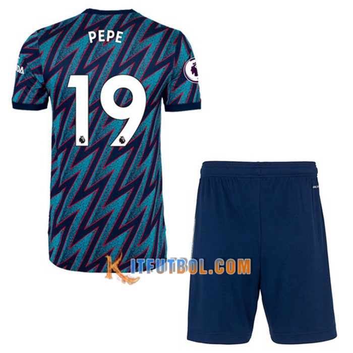 Camiseta Futbol FC Arsenal (Nicolas Pepe 19) Ninos Tercero 2021/2022