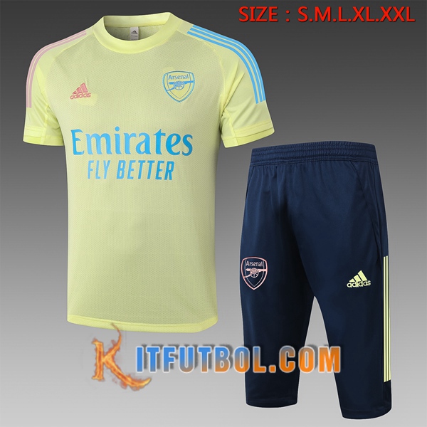 Camisetas de entrenamiento Arsenal + Pantalones 3/4 Amarillo 20/21