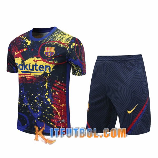 Camisetas de entrenamiento FC Barcelona + Shorts Amarillo 20/21