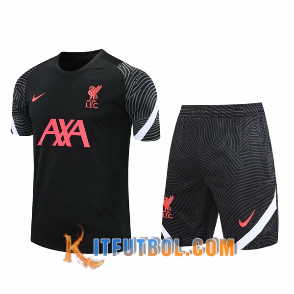 Camisetas de entrenamiento FC Liverpool + Shorts Negro 20/21