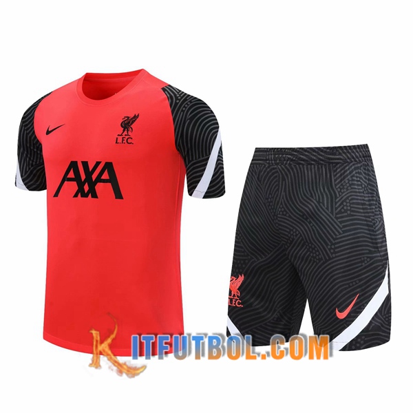 Camisetas de entrenamiento FC Liverpool + Shorts Roja 20/21