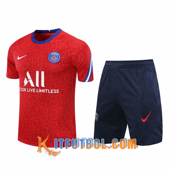Camisetas de entrenamiento PSG + Shorts Roja 20/21