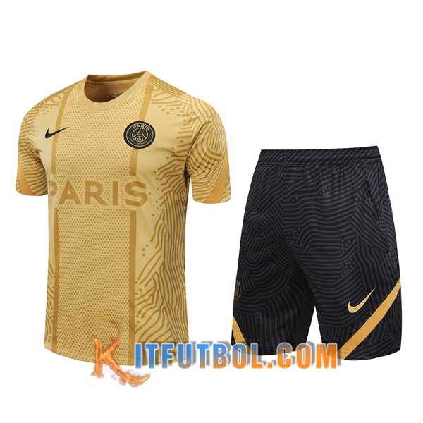 Camisetas de entrenamiento PSG + Shorts Amarillo 20/21