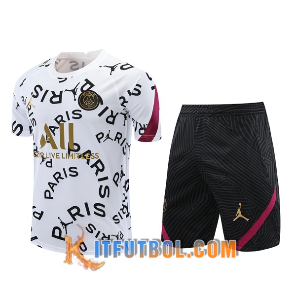 Camisetas de entrenamiento PSG + Shorts Blanco 20/21