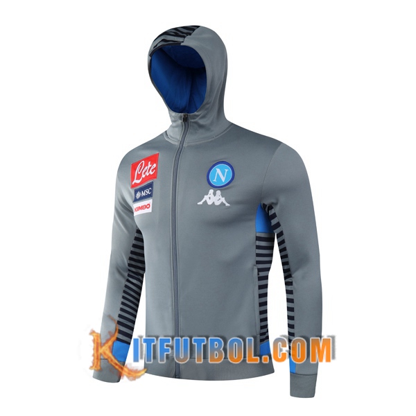 Nueva Chaqueta Futbol Con Capucha SSC Napoli Gris 20/21