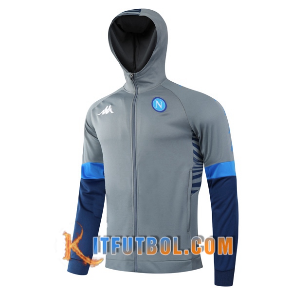 Nueva Chaqueta Futbol Con Capucha SSC Napoli Gris 20/21
