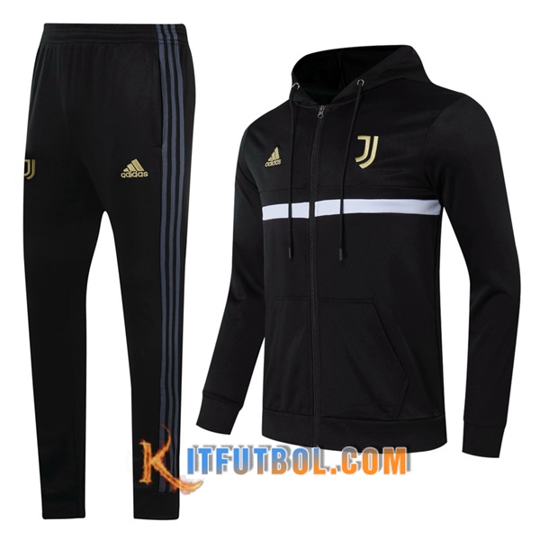 Nueva Chandal Futbol - Chaqueta con capucha + Pantalones Juventus Negro 20/21