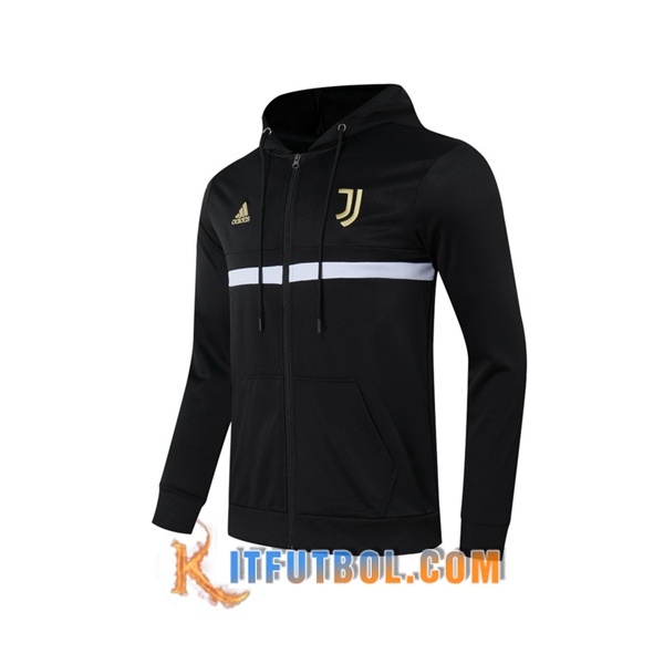 Nueva Chaqueta Futbol Con Capucha Juventus Negro 20/21