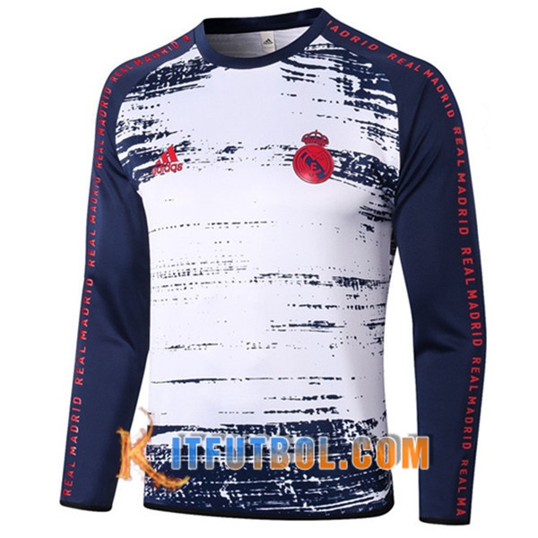 Nueva Entrenamiento Sudadera Real Madrid Blanco/Azul 20/21