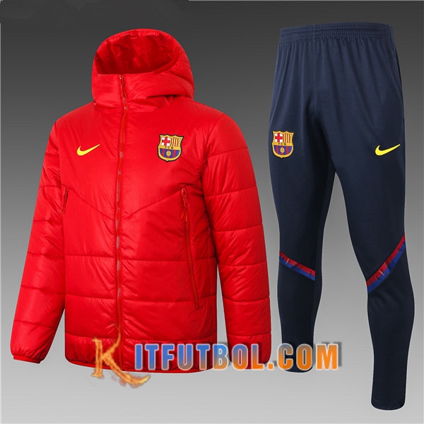 Nueva Chaqueta de Plumas FC Barcelona Roja + Pantalones 20/21