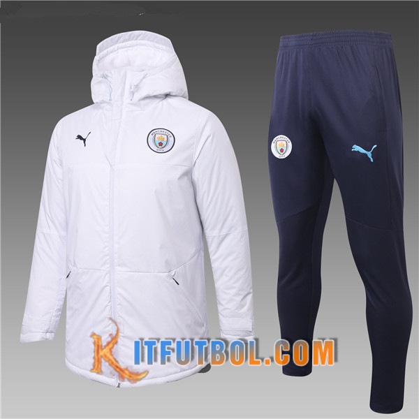 Nueva Chaqueta de Plumas Manchester City Blanco + Pantalones 20/21