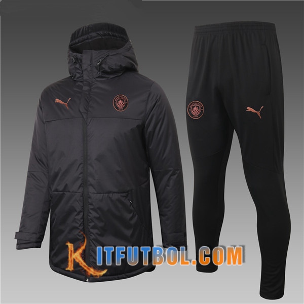 Nueva Chaqueta de Plumas Manchester City Negro + Pantalones 20/21