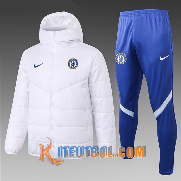 Nueva Chaqueta de Plumas FC Chelsea Blanco + Pantalones 20/21