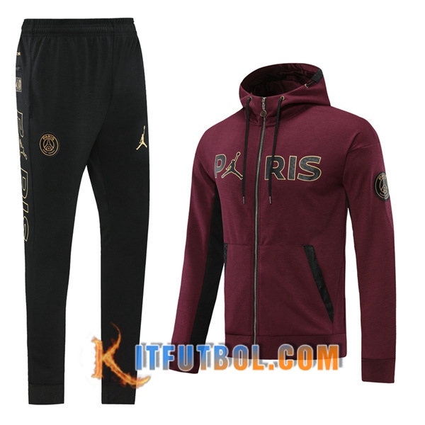 Nueva Chandal Futbol - Chaqueta con capucha + Pantalones PSG Jordan Roja Oscuro 20/21