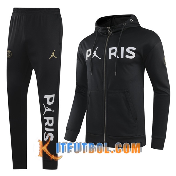 Nueva Chandal Futbol - Chaqueta con capucha + Pantalones PSG Jordan Negro 20/21