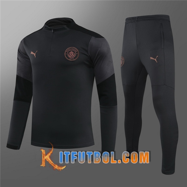 Nueva Chandal Futbol + Pantalones Manchester City Ninos Gris Oscuro 20/21
