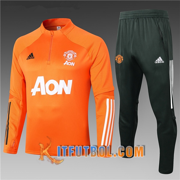Nueva Chandal Futbol + Pantalones Manchester United Ninos Naranja 20/21
