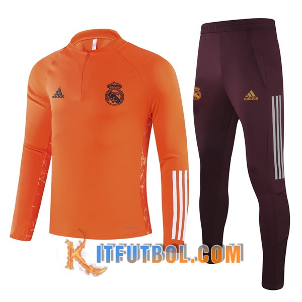 Nueva Chandal Futbol + Pantalones Real Madrid Ninos Naranja 20/21
