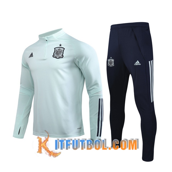 Nueva Chandal Futbol + Pantalones Espana Ninos Verde Claro 20/21
