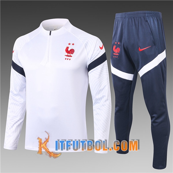 Nueva Chandal Futbol + Pantalones Francia Ninos Blanco 20/21