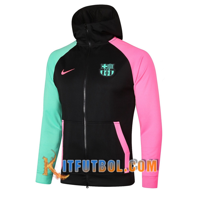 Nueva Chaqueta Con Capucha FC Barcelona Negro 20/21