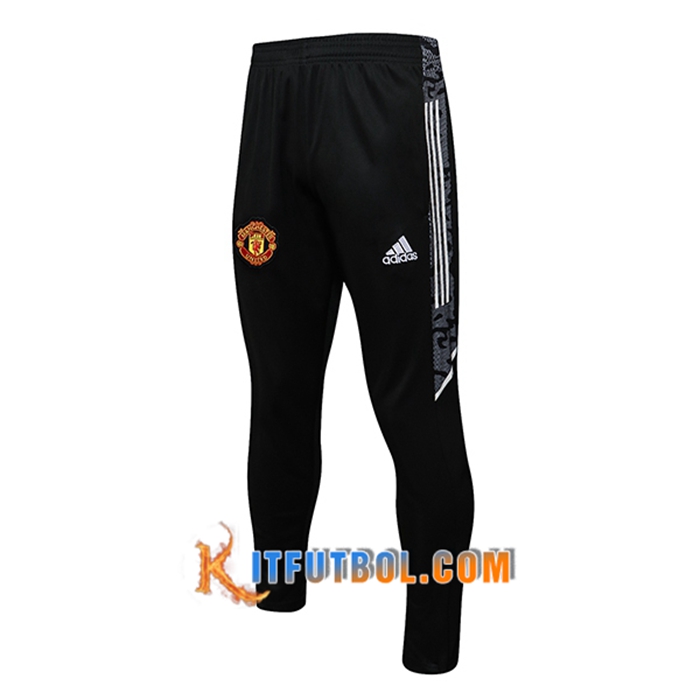 Pantalon Entrenamiento Manchester United Negro/Blanca 2021/2022