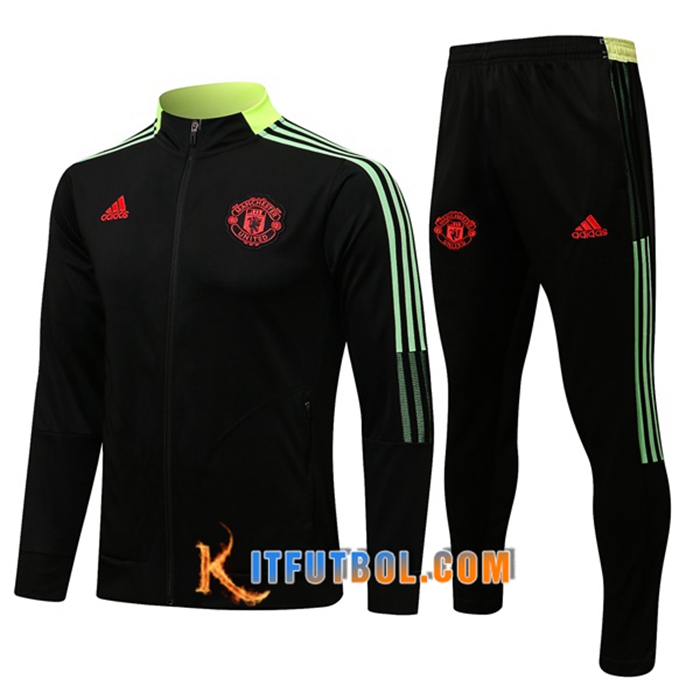 Chandal Equipos De Futbol - Chaqueta Manchester United Negro/Amarillo/Verde 2021/2022