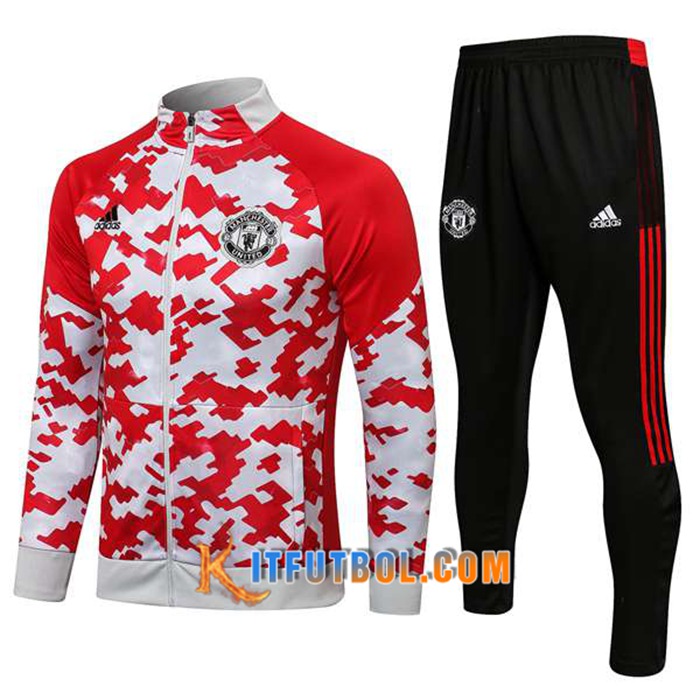Chandal Equipos De Futbol - Chaqueta Manchester United Rood/Blanca 2021/2022