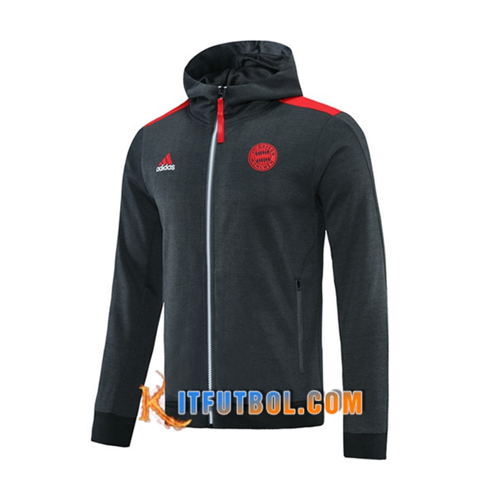 Chaqueta Con Capucha Bayern Munich Grigio/Rood 2021/2022