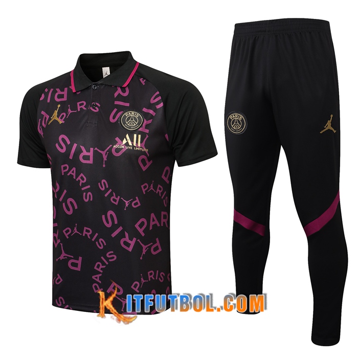 Camiseta Polo Jordan PSG + Pantalones Negro/Purpura 2021/2022