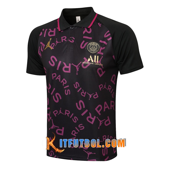 Camiseta Polo Jordan PSG Negro/Purpura 2021/2022