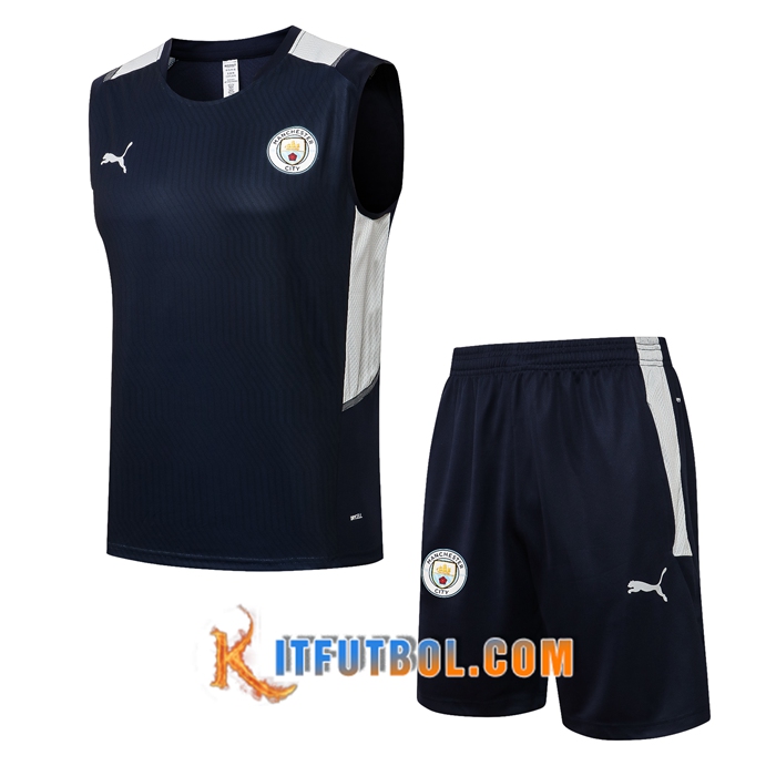 Camiseta Entrenamiento sin mangas Manchester City + Cortos Azul Marino 2021/2022