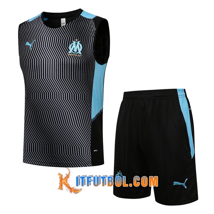 Camiseta Entrenamiento sin mangas Marsella OM + Cortos Azul/Negro 2021/2022