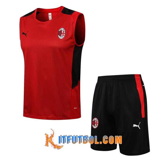 Camiseta Entrenamiento sin mangas AC Milan + Cortos Rojo/Negro 2021/2022