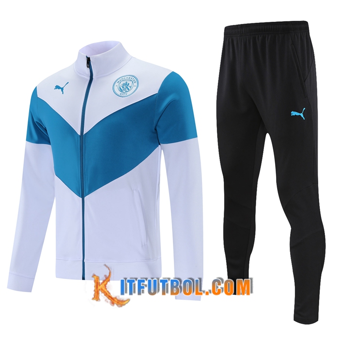 Chandal Equipos De Futbol - Chaqueta Manchester City Blanca/Azul 2021/2022
